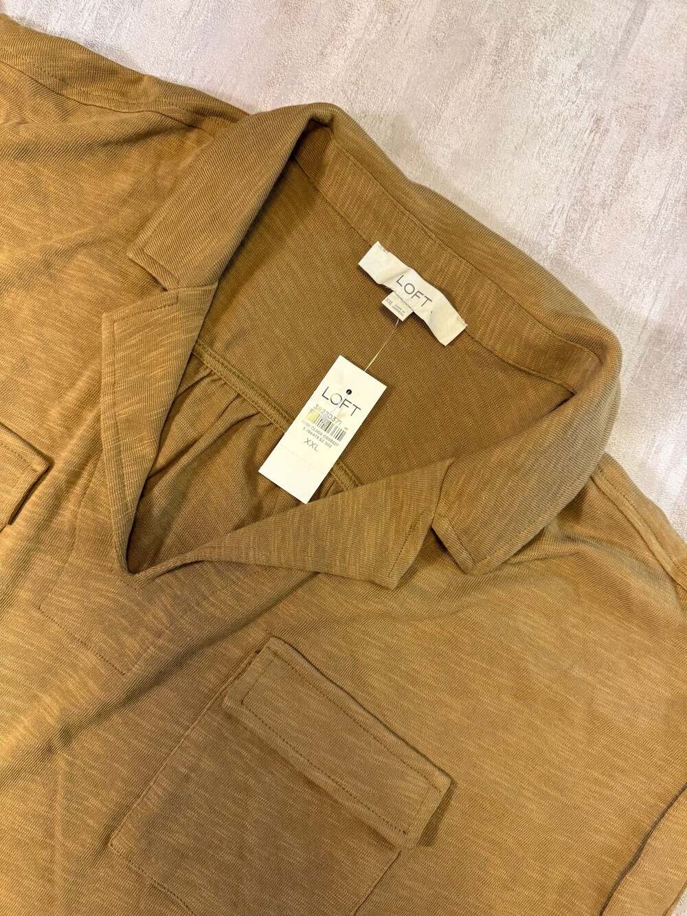 LOFT Collared Utility Pocket Top Mustard Yellow Size XXL